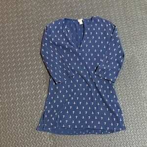 J. Crew Navy Swimsuit Nautical Coverup Pool Dress with Anchors XS